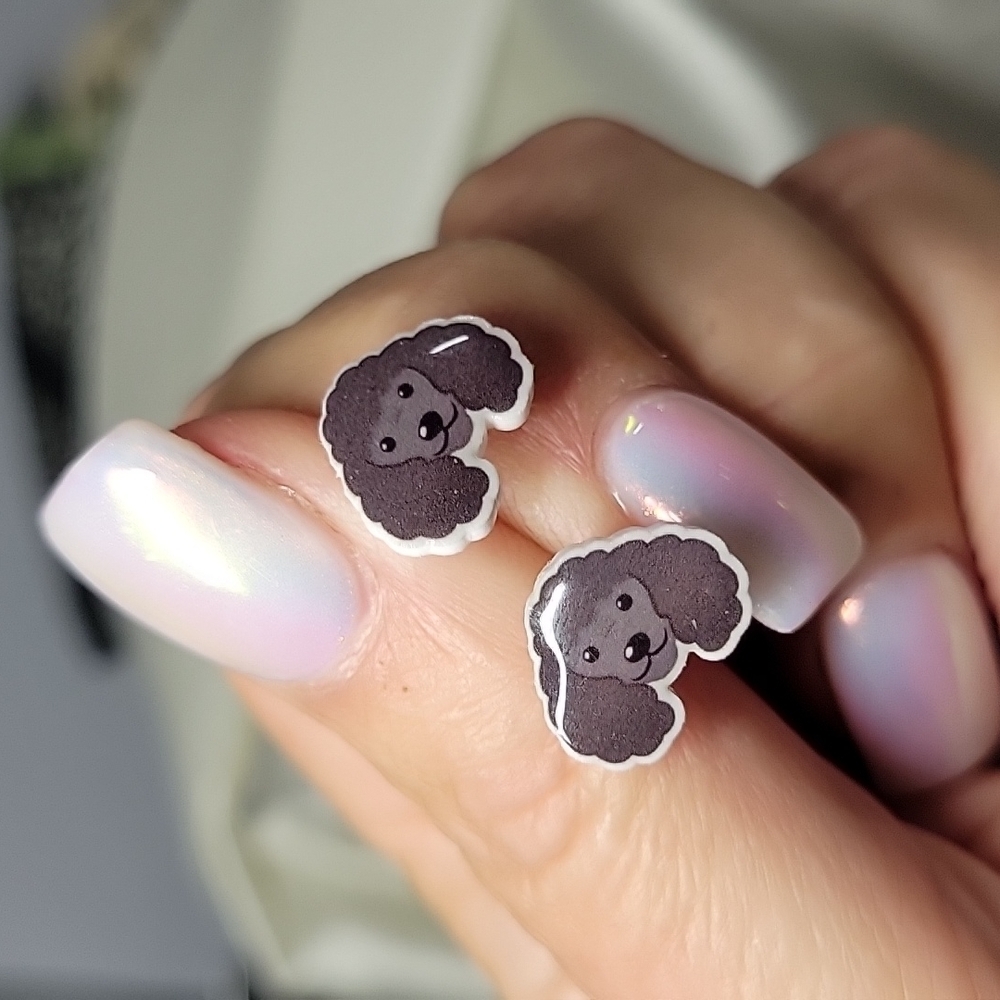 Chocolate Poodle Stud Earrings